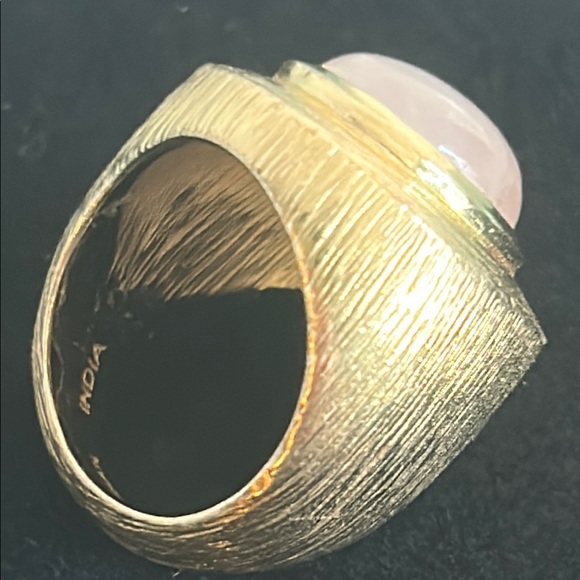 Cole Haan Rose Quartz Brushed Gold Tone Artisanal Statement Ring - Picture 3 of 9
